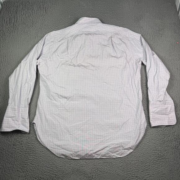 Ede and Ravenscroft Dress Shirt Mens 16.5 - 42 Purple Plaid Button French Cuff - Picture 5 of 8
